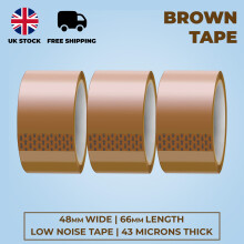 (3 Pack) Strong Packing Tape, Brown Tape for Shipping, Moving Storage Cartons, Boxes 48mm x 66m