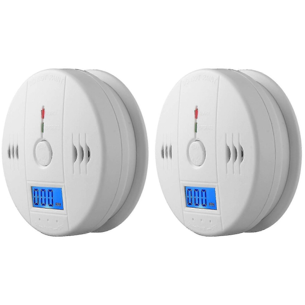 2 Pack Smoke Detector And Carbon Monoxide Detector Alarm with Lcd Display A