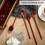 6 Pcs Wooden Coffee Spoon Long Handle Mixing Teaspoon Manual for Kitchen 10