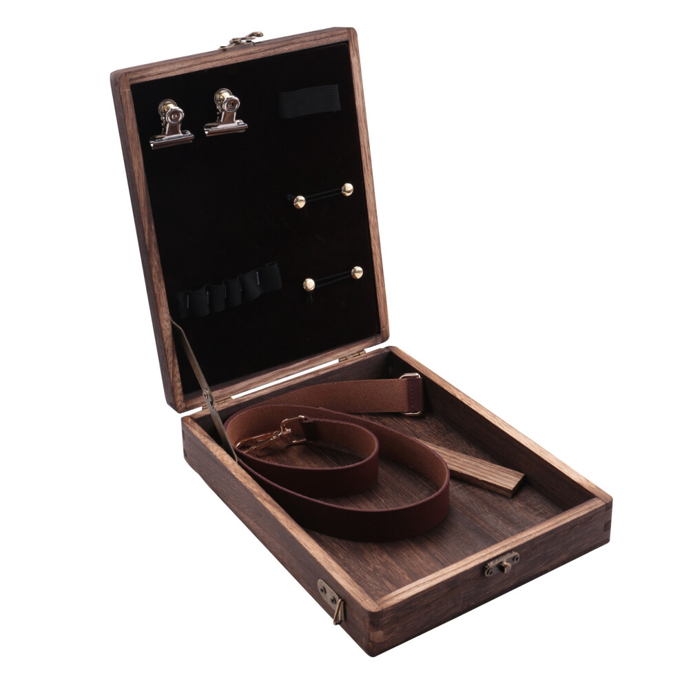 Schrijvers Messenger Houten Doos, Houten Doos Met Scharnierend Deksel Schoudertas, Latch Outdoor Schetsopslaglogboek-image