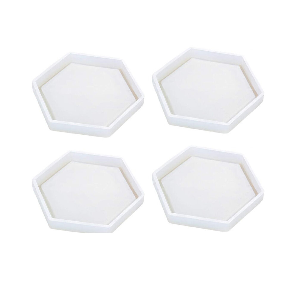 4-Pack Hexagon Siliconen Onderzetter Mallen Hars Mal, Heldere Epoxy Voor Gieten Met Hars, Beton, Cement En Polymeerklei
