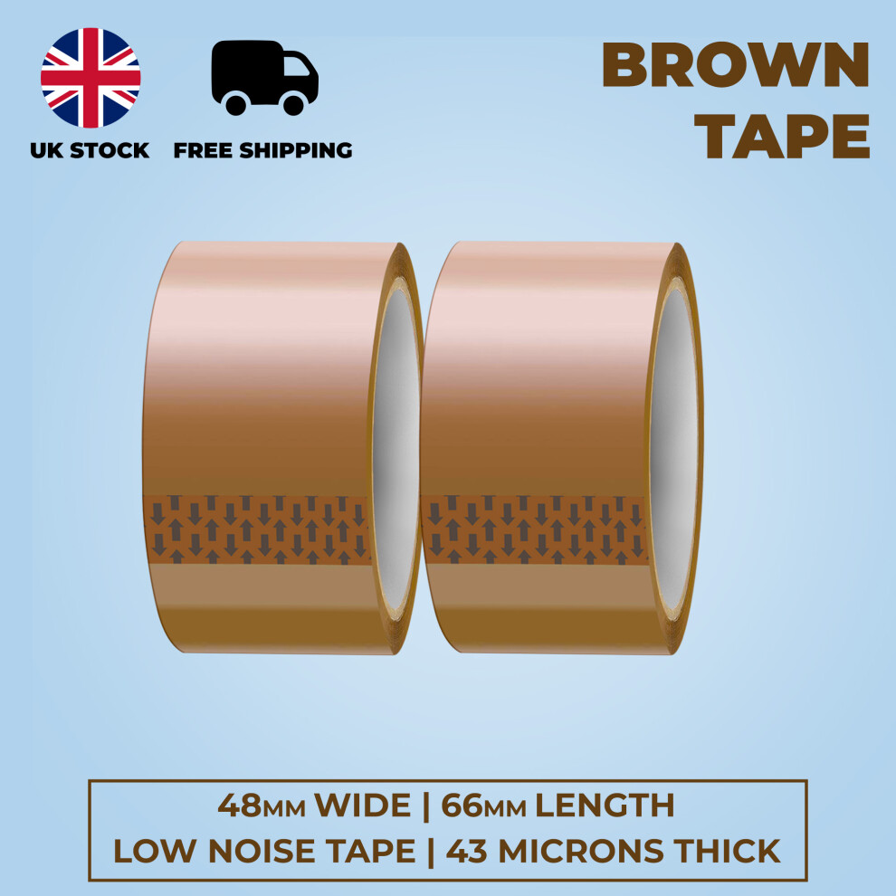 (2 Pack) Strong Packing Tape, Brown Tape for Shipping, Moving Storage Cartons, Boxes 48mm x 66m