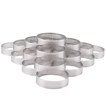 20Pcs Circular Tart Rings with Holes Fruit Pie Quiches Cake Mousse Kitchen Baking Mould Perforated Ring 8cm