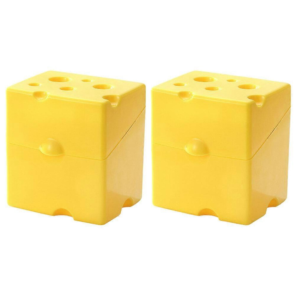 2pcs Slice Cheese Storage Box Airtight Cheese Fresh Container Cheese Container
