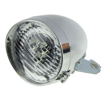 Retro-Fahrrad-Zubehör, Frontlichthalterung, Vintage-3-LED-Scheinwerfer (Silber)