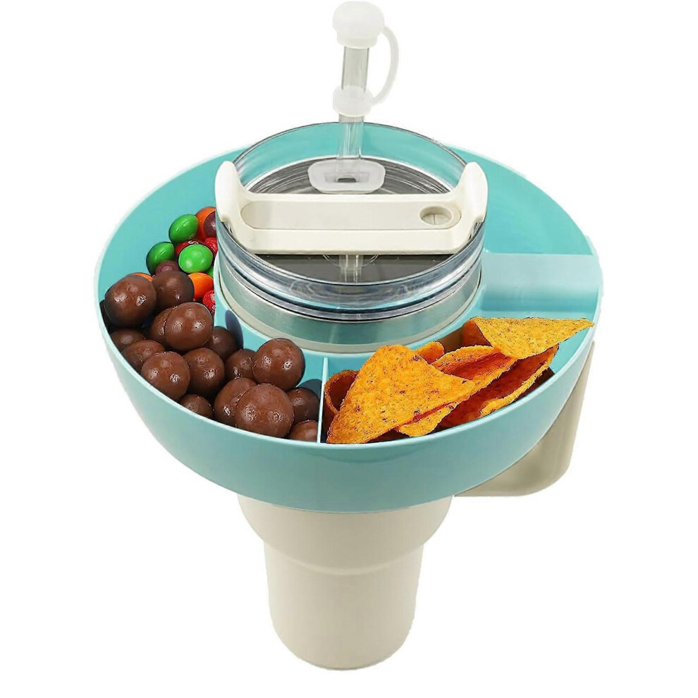 (blue) Snack Ring for Stanley Cup 40 oz with Handle, Reusable Snack Platters Snack Container for Stanley Cup Accessories, 4 Compartment Snack Tray
