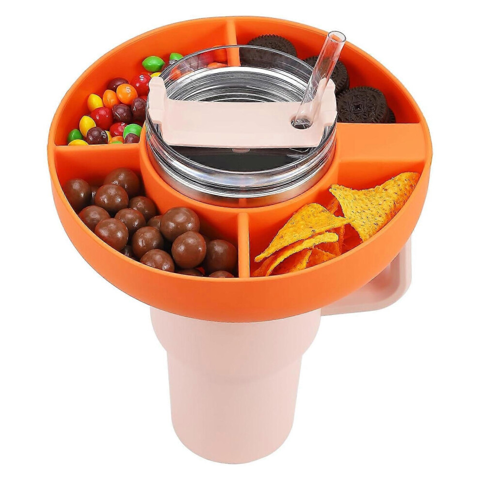 (orange) Snack Ring for Stanley Cup 40 oz with Handle, Reusable Snack Platters Snack Container for Stanley Cup Accessories, 4 Compartment Snack Tray-image-OPC-PG76NWB-NEW