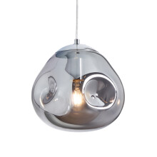Litecraft Ceiling Pendant Smoked Dimpled Glass 1 Light - Chrome