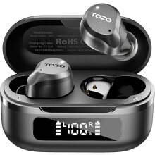 TOZO Hybrid Active Noise Cancelling Earbuds, 45dB ANC Wireless Earbuds, 6-Mic ENC for Clear Calls, Deep Bass, 59H