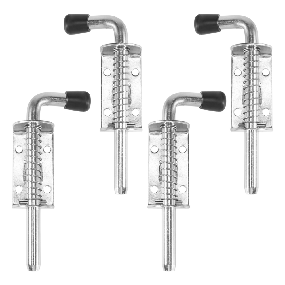 4 Pack 5 Inch Spring Loaded Latch Pin 304 Stainless Steel Barrel Bolt Thickened 2mm Door Lock, Brushed Finished-image-OPC-PG76PQX-NEW