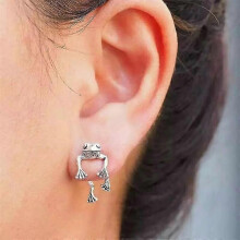 (As show, One size) Silver Frog Animal Earrings Stud Dangle Wedding Jewelry Women Party Gift,1pair,silver