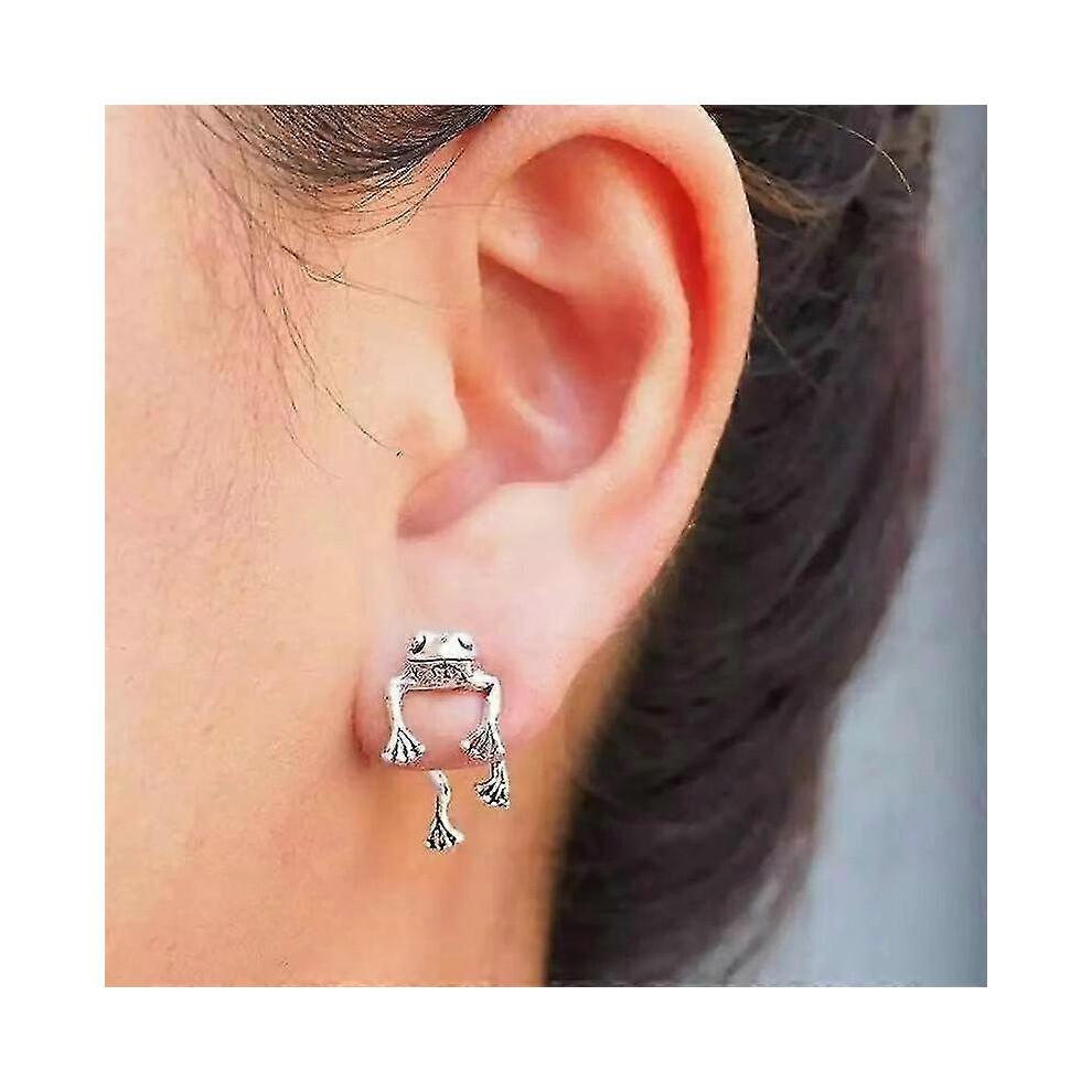(As Show, One Size) Frog Animal Earrings Stud Dangle Wedding Jewelry Women Party Gift,1Pair, Silver