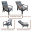 (4 Recliner) 4 Seater Aluminum Patio Firepit Table Dining Set 3