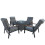 (4 Recliner) 4 Seater Aluminum Patio Firepit Table Dining Set 1