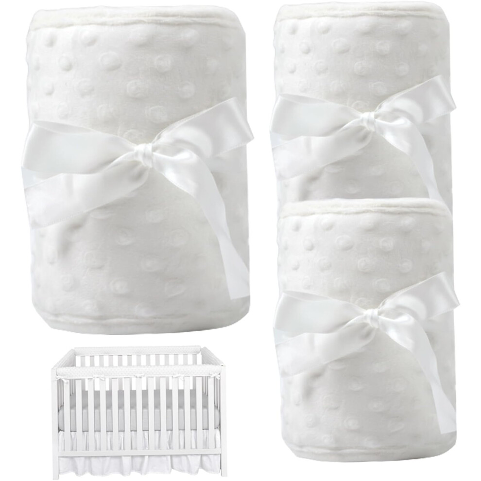 (White) 3PCS Crib Rail Cover 128x18 Cm/68x18 Cm Cot Teething Rail Protectors Teething Rail Protectors Cot Rail Protectors Baby Bed Rail Cover Baby Bed