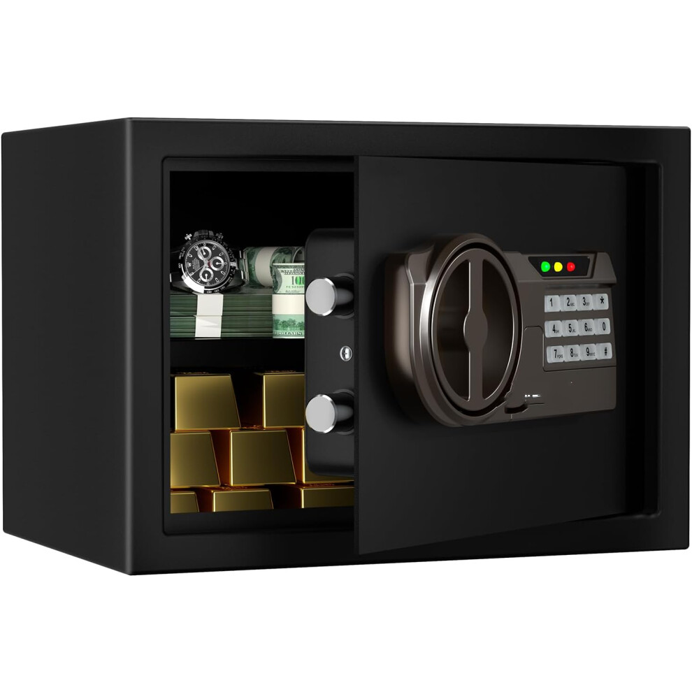 (17L) Safe fireproof, home safe lock box with sensor light and dual digital keypad safe
