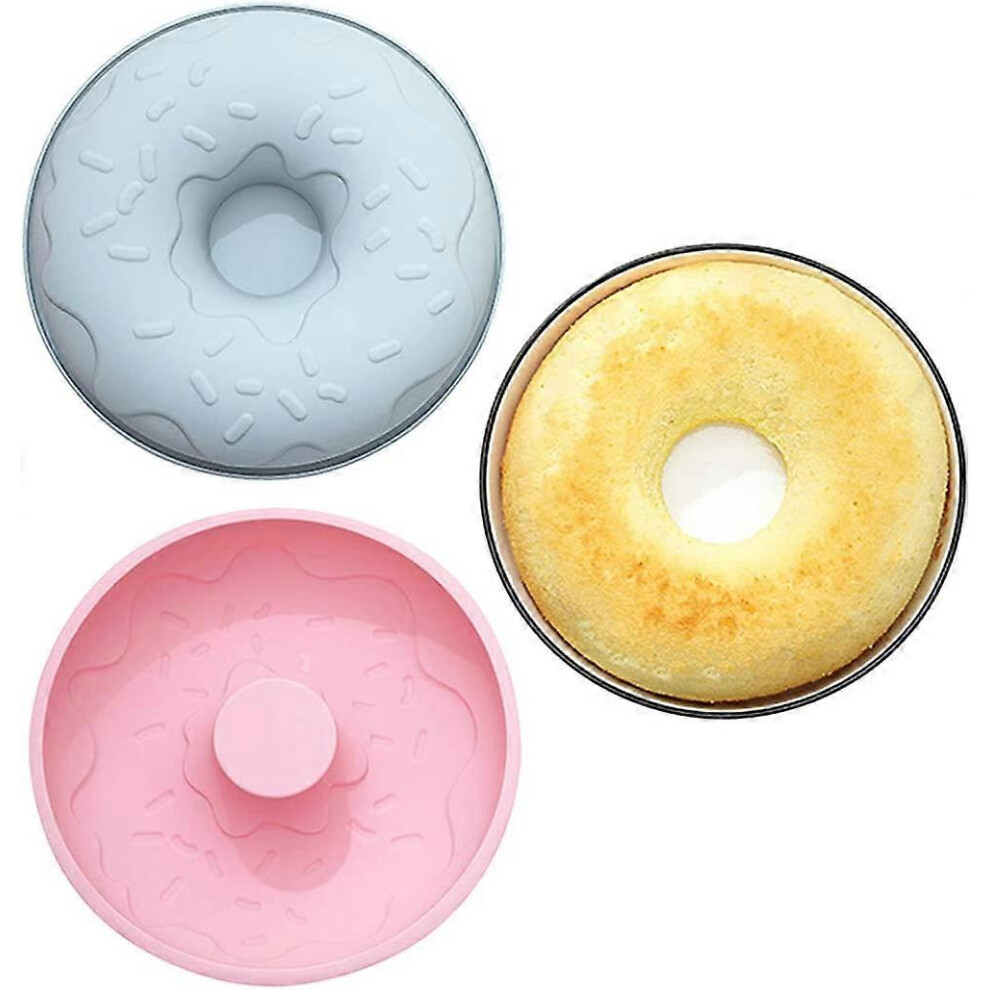 8 Inch Round Silicone Cake Mould - 2PCS Large Doughnut Mold, French Dessert Chiffon Cake Pan (D-583-A)