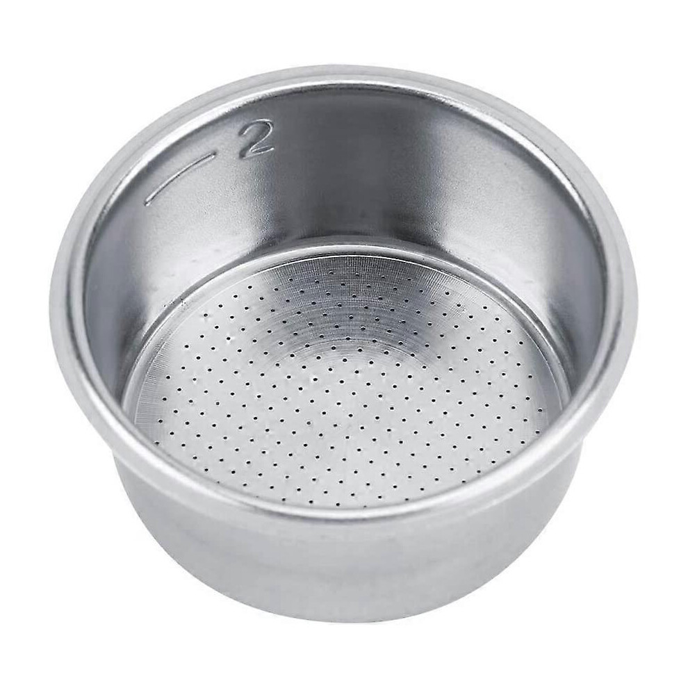 Coffee Filter Basket Silver Stainless Steel Strainer, 2 Cups 51mm Non Pressurized Strainer (D-583-A)