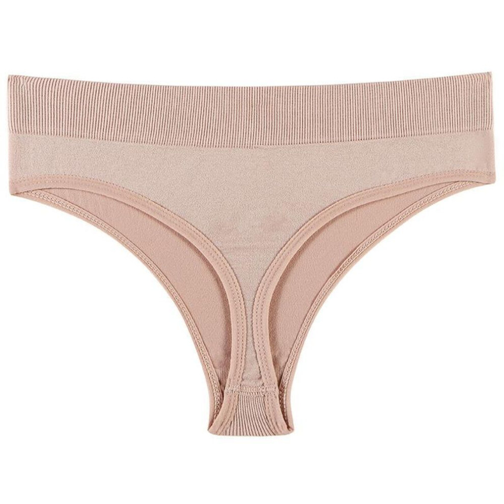 (light pink, 2XL) Women&apos;s Sexy Wide Belt Thongs Mid Rise Seamless Bikini Briefs Women&apos;s Sports Panties Sexy G-string