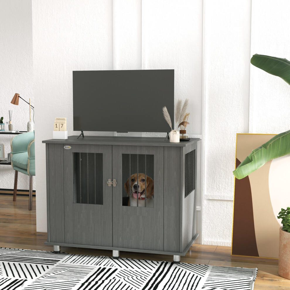 Bobobiy Grey Dog Crate Table For Medium And Large Dogs With Magnetic Door For Indoor Use, 95 X 55 X 75 Cm, - Image 4