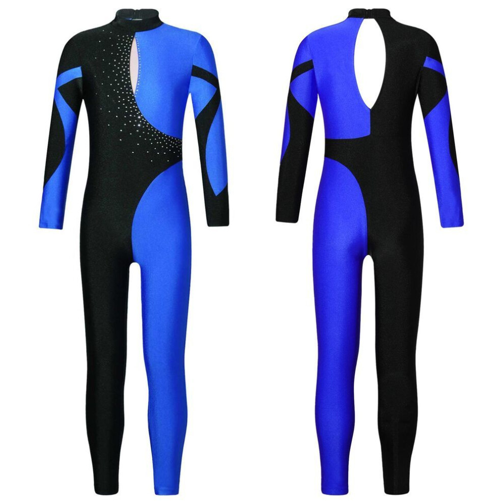 (navy blue, 11-12 Years) Gymnastics Leotards For Kids Girls Ballet Unitard Athletic Jumpsuit Long Sleeve Yoga Workout Skating Dancing Costume Catsuit