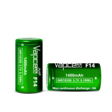 2x Vapcell F14 18350 1400mAh 3.7V Battery Flat 3A