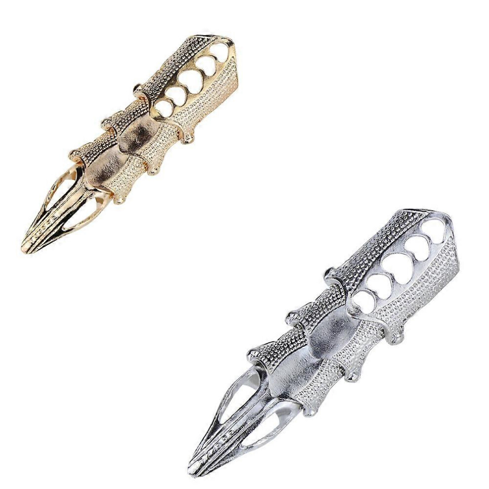 Halloween Men's Decorative Finger Joint Finger Ring (+Silver) 4 Pieces (D-583-A) Gold/Silver