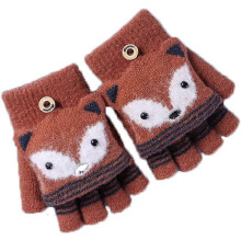 (coffee) Children's Winter Flap Soft Wool Knit Mitten Warm Gloves (Green) 1 Pair (D-583-A)
