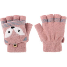 (pink) Children's Winter Flap Soft Wool Knit Mitten Warm Gloves (Green) 1 Pair (D-583-A)