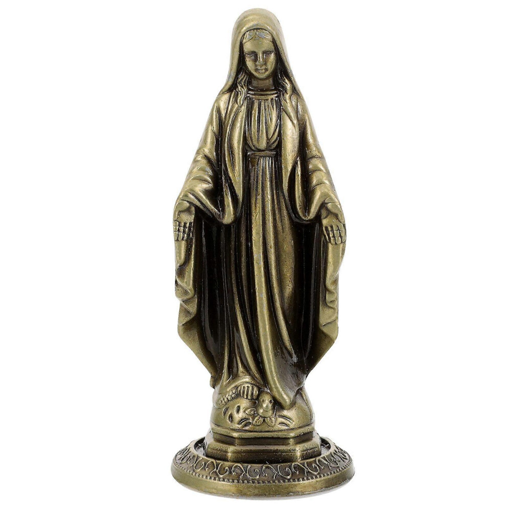 Kricely (As Show, One Size) Desktop Virgin Mary Statue Adornment Vintage Zinc Alloy Religious Statue Catholicism Ornament