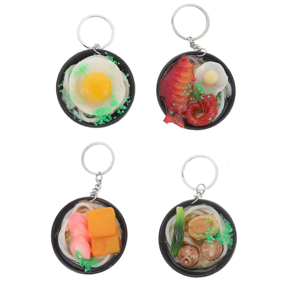Kricely (As Show, One Size) 4Pcs Ramen Key Rings Colorful Key Chains Japanese Style Pendants (Random Style)