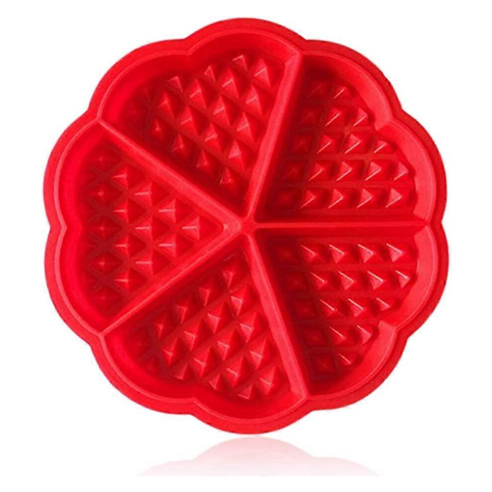 Bakeware High Quality Silicone Waffle Baking Molds Mini Heart Waffle Mold Muffin MouldRed (D-583-A)