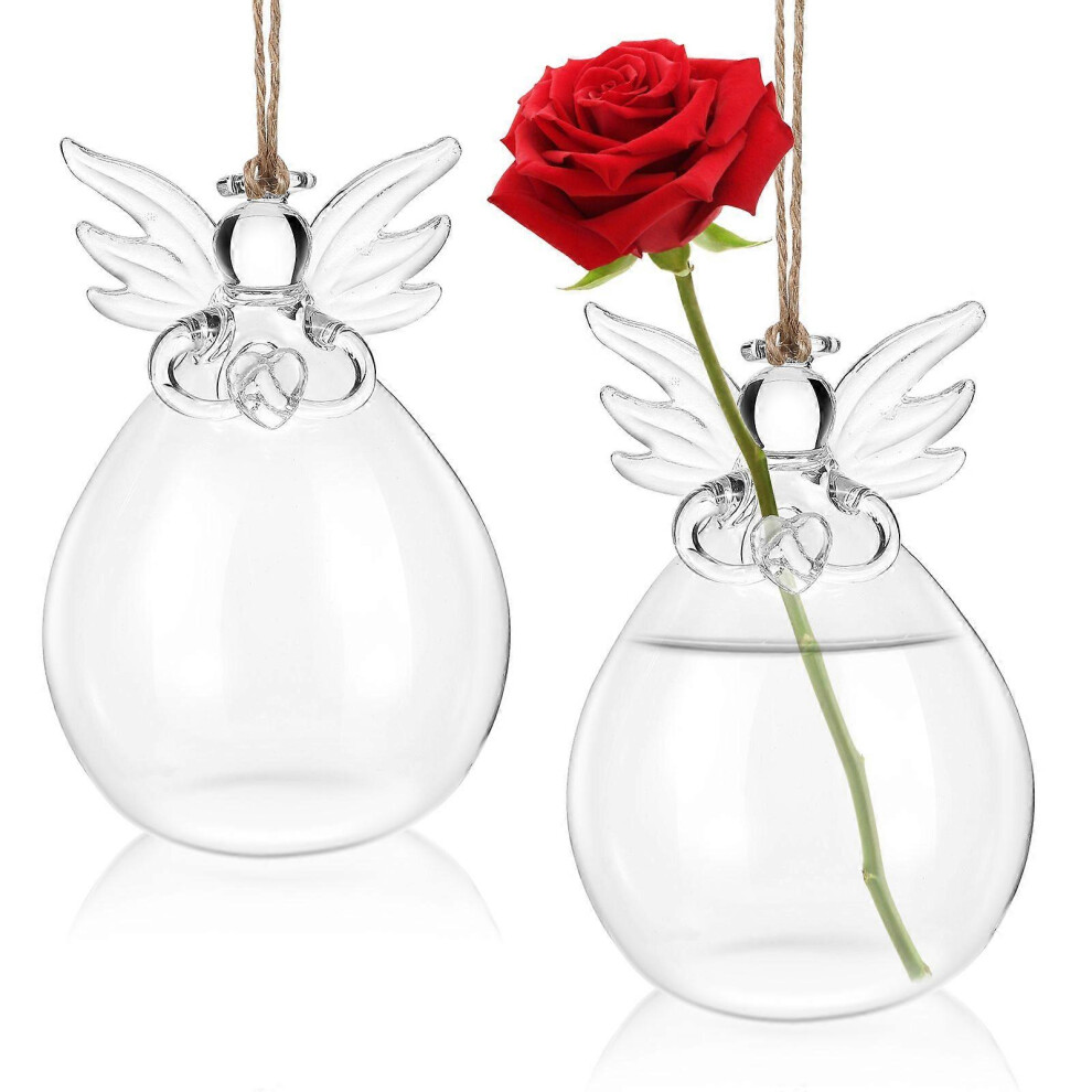 Kricely (As Show, One Size) 2Pcs Glass Hydroponic Flower Vase Living Room Flowers Container Glass Angel Floral Container