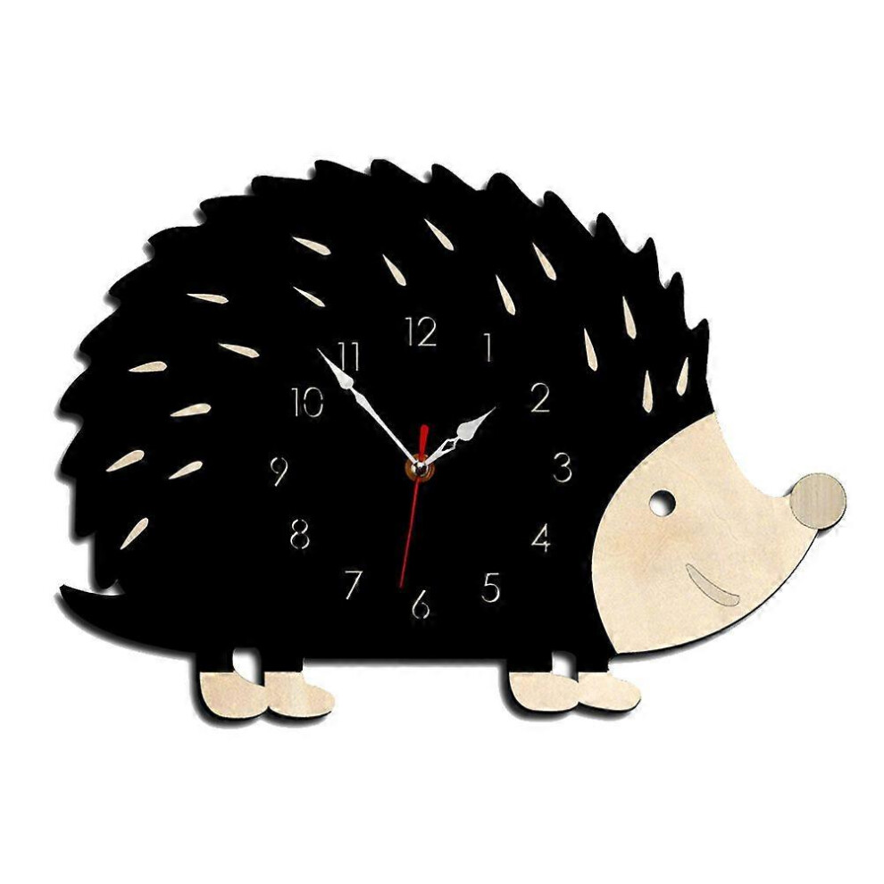 Kricely (As Show, One Size) Children's Room Silent Clock Cartoon Hedgehog Shape Wall Clock Household Bedroom Living Room Hanging Wall Clock Bar Decor With