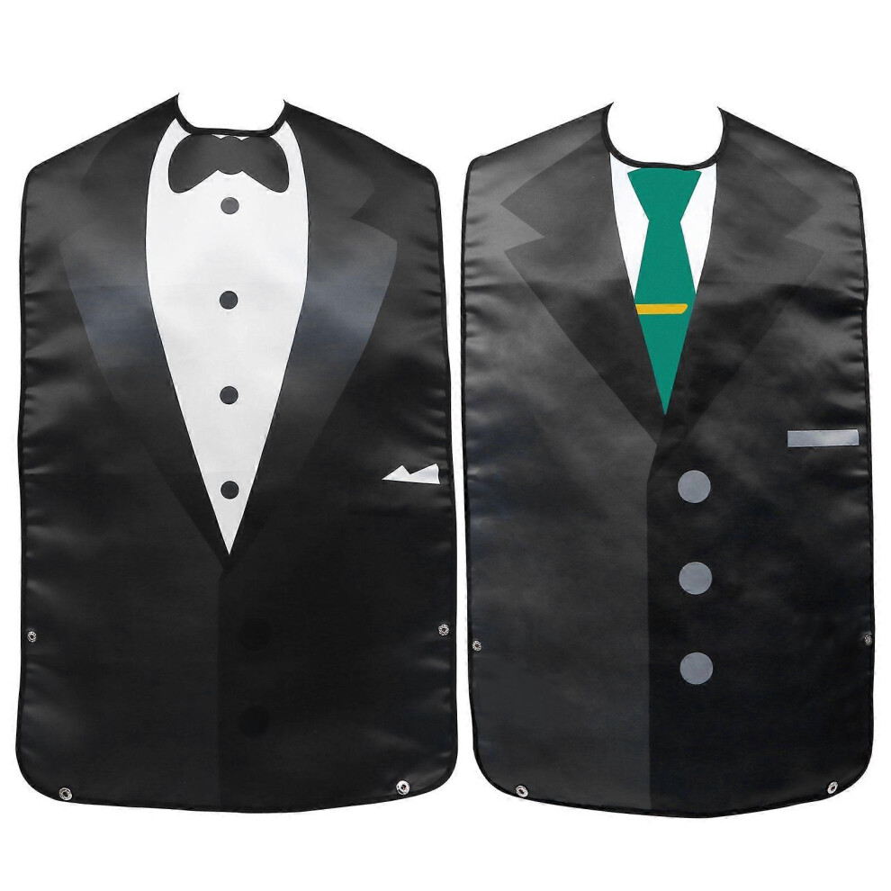 (As Show, One Size) 2Pcs Adult Bibs Dining Bib Creative Suit Saliva Bib Clothing Protector Kricely