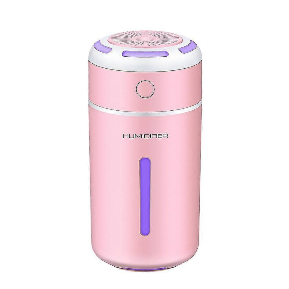 () Colorful Night Humidifier Usb Small Spray Car Silent Atomizer (D-583-A) Pink/Light