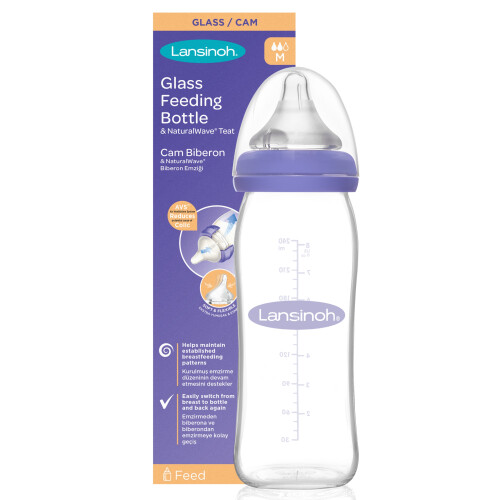 Lansinoh Glass Feeding Bottles 160ml with NaturalWave Teat