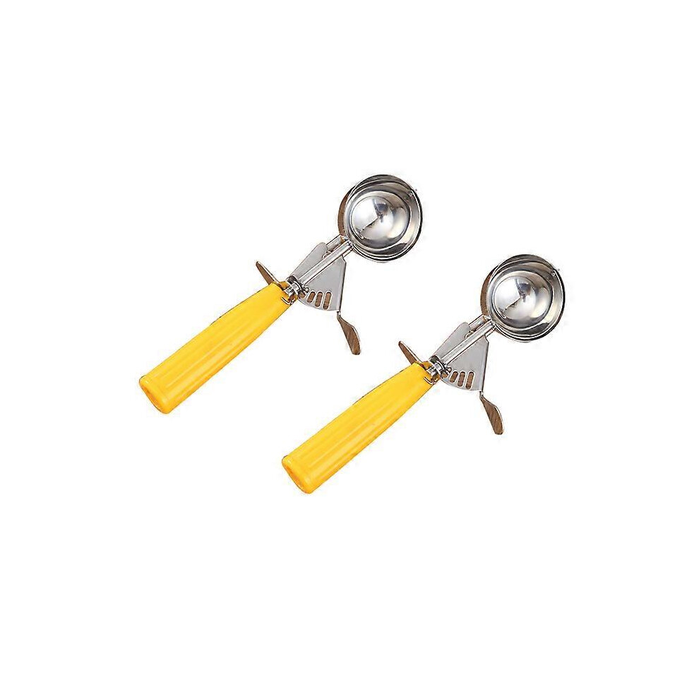 (Yellow(1.7 Oz)) 2Pcs Portion Scoop Cookie Scoop, Food Scoop - Portion Control Stainless Steel Yellow
