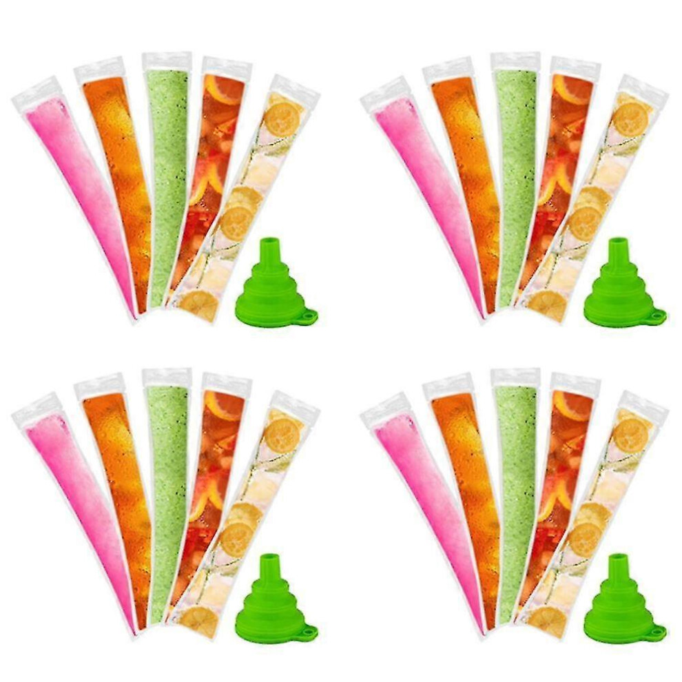 Disposable Popsicle Bags 240pcs Freezer Tubes, Ice Bags with Funnel AS