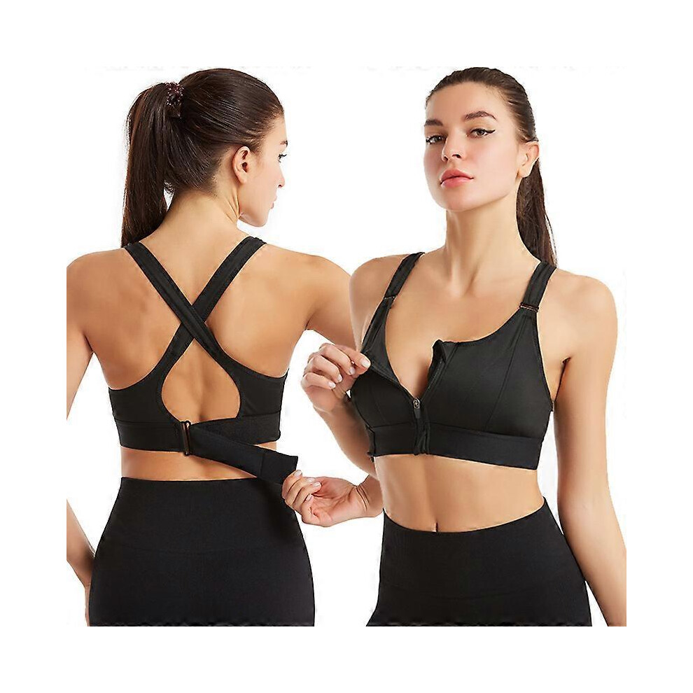 Women Workout Crop Tops Posture Corrector Bra Zip Front Sports Yoga Bra Gym Yoga Running Fitness Bra