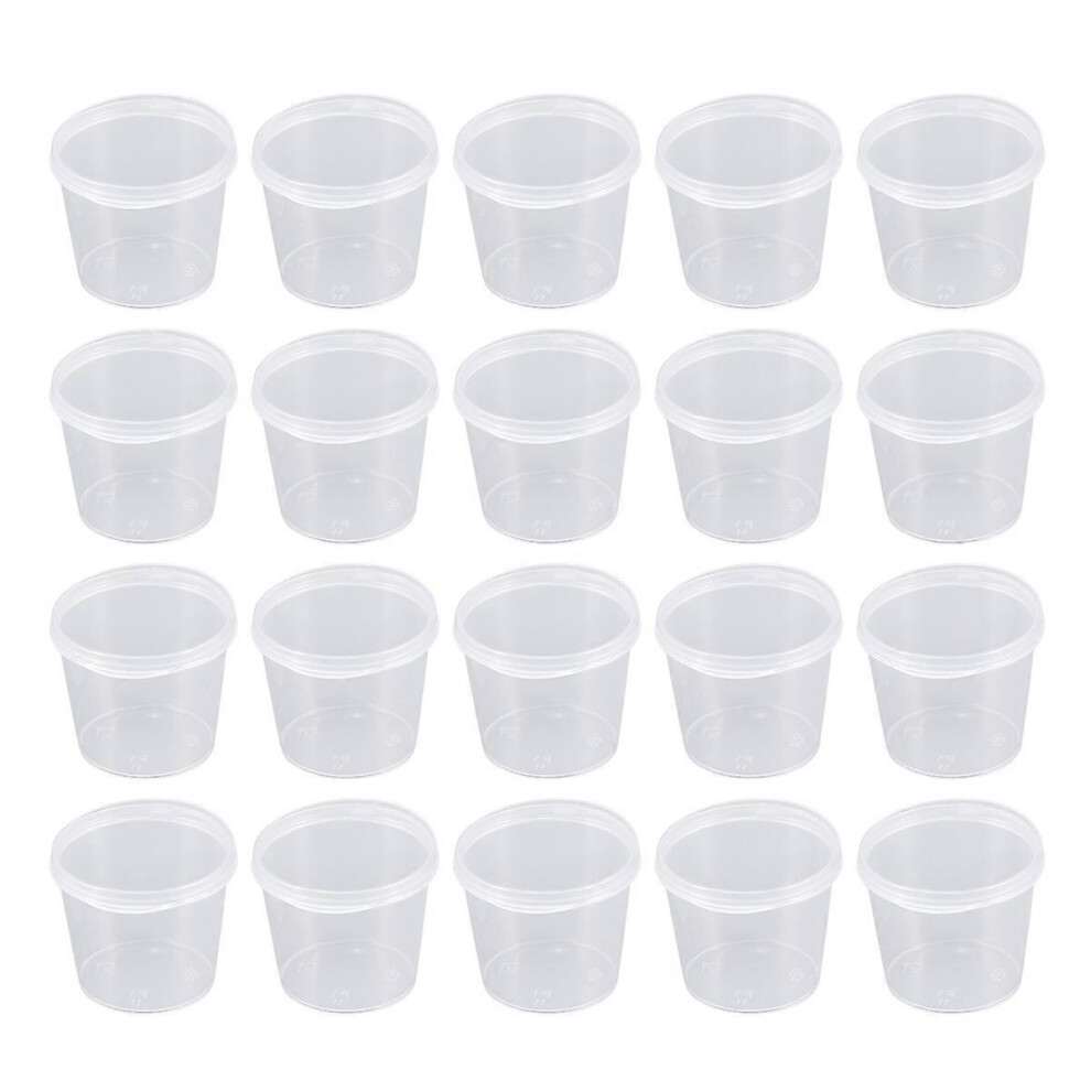 Kricely (As Show, One Size) 50Pcs 25Ml Disposable Plastic Portion Cups Clear Portion Container With Lids For Jelly Yogurt Mousses Sauce
