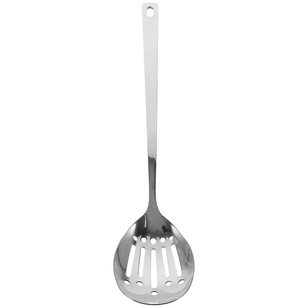 Kricely (As Show, One Size) Thickened Stainless Steel Frying Spoon Long Handle Portion Control Dinner Serving Spoon Colander Spoon For Cooking Serving Kitchen