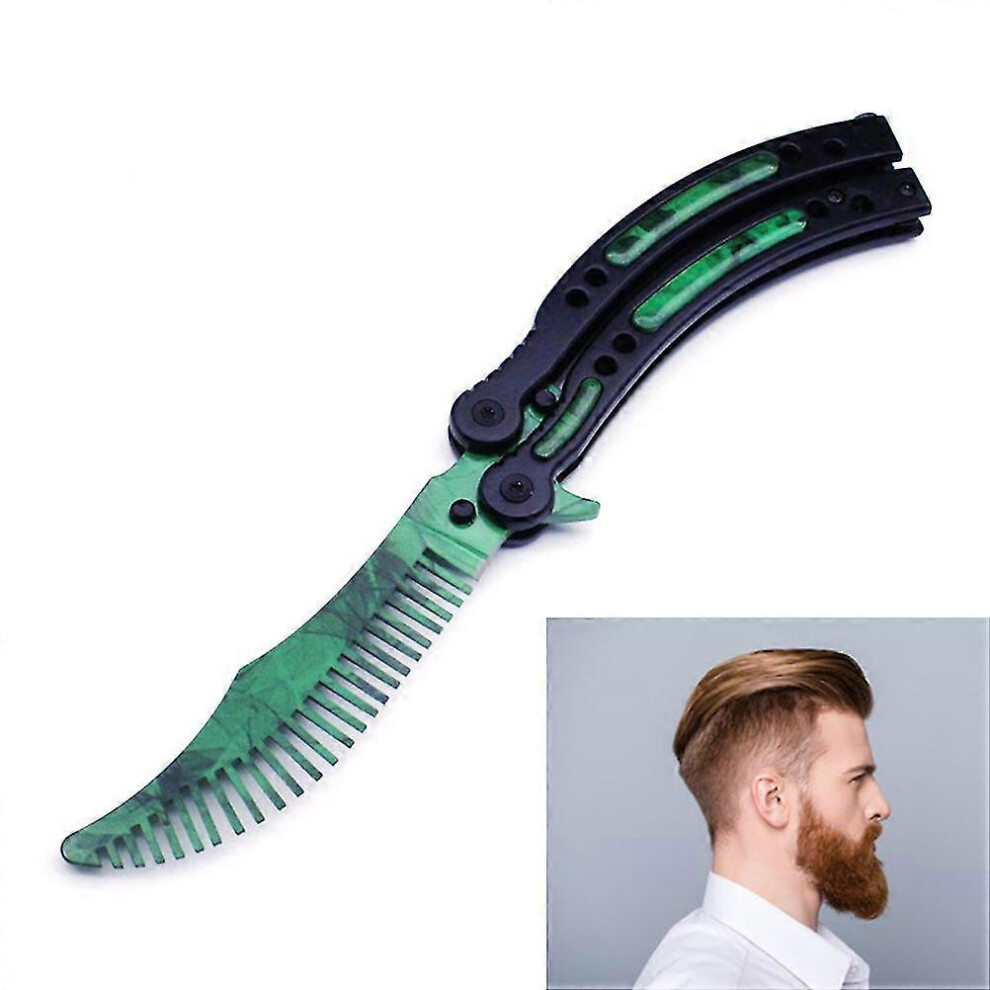 (green) Butterfly Combs Stainless Steel Folding Training Practice Combs Hair Styling Tools For Sport Outdoor Use