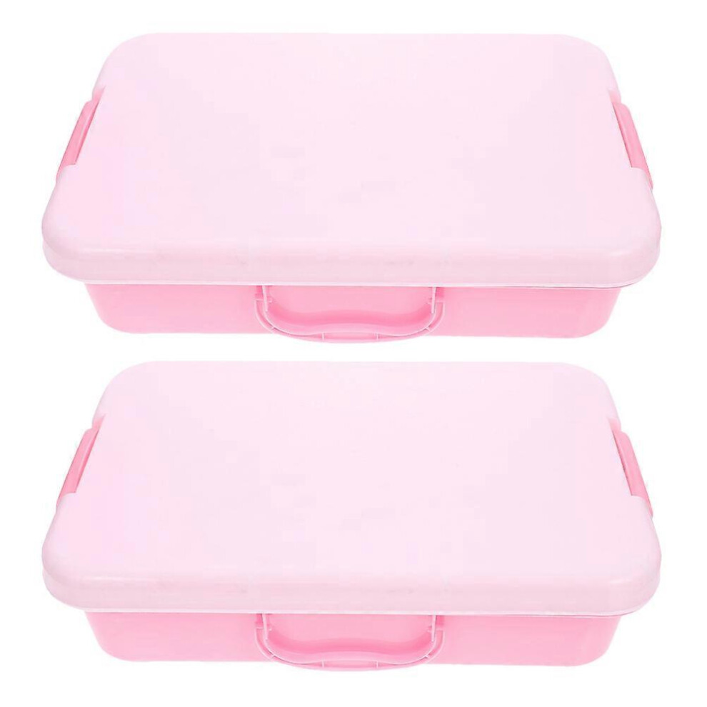 Kricely (As Show, One Size) 2Pcs Handheld Sandbox Sand Tray With Lid Portable Sandbox Kids Toy Storage Box