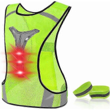 Running Reflective Vest, Safety Vest, Elastic and Adjustable Luminous Cycling Vest, Flashing Led Vest for Adults and Children, Jogging, Biking, Motorc