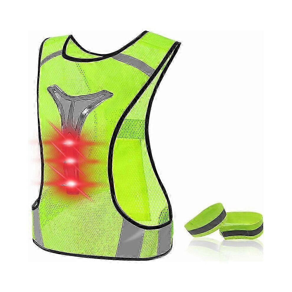 Adjustable LED reflective safety vest for running, cycling and motorcycling - 360 visibility for adults and children