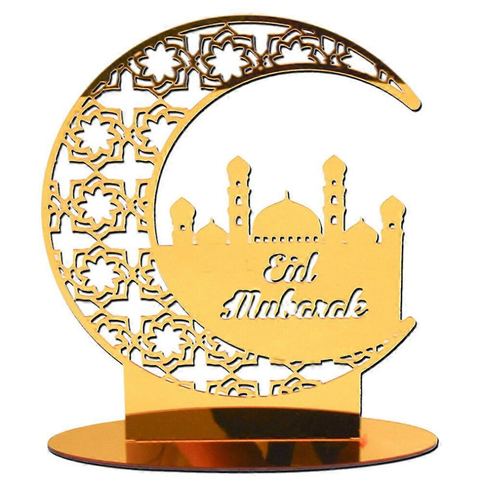 Kricely (22.50X18.50x7.00cm, Golden 1) Ramadan Eid Desktop Decor Acrylic Craft Mubarak Decorations Festival Table Ornament