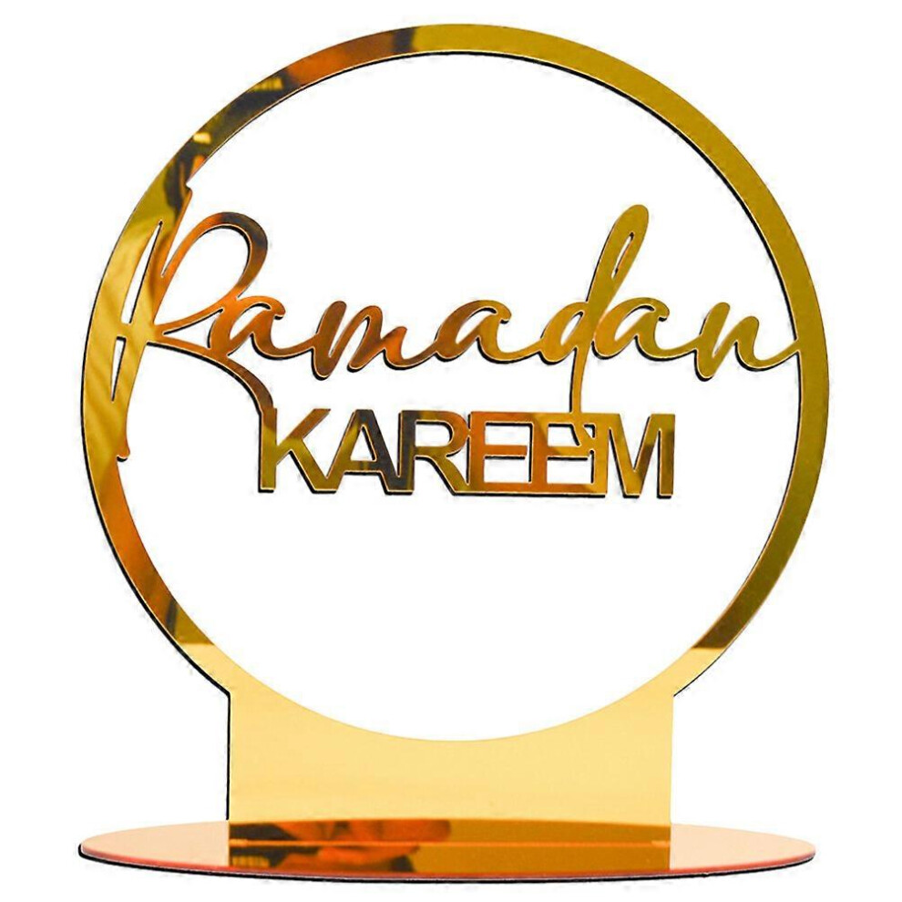 Kricely (22.50X20.00x7.00cm, Golden 2) Ramadan Eid Desktop Decor Acrylic Craft Mubarak Decorations Festival Table Ornament