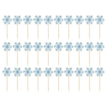 (blue, One size) 30pcs Christmas Dessert Toppers Snowflake Cake Decoration Christmas Cupcake Topper