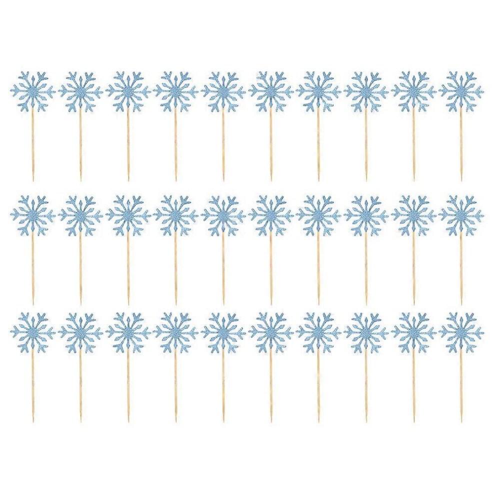Kricely (, One Size) 30Pcs Christmas Dessert Toppers Snowflake Cake Decoration Christmas Cupcake Topper Blue